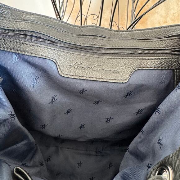 Kenneth Cole Black Leather Hobo Slouchy Shoulder Flap Bag-Chain Strap Boho Chic - Picture 13 of 15